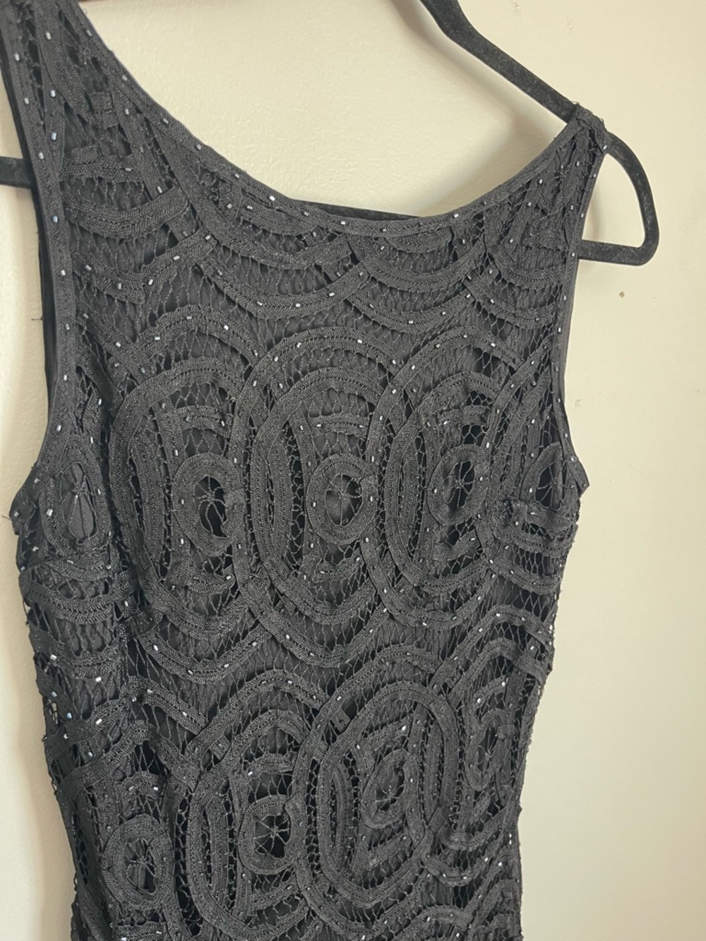 CACHE | Black Beaded Lace Midi Dress Sz S - Picture 3 of 10